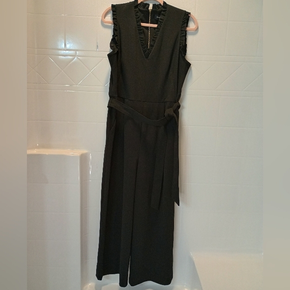 Women's Andrew Marc Ruffle Jumpsuit Black Size 16 - Picture 3 of 12